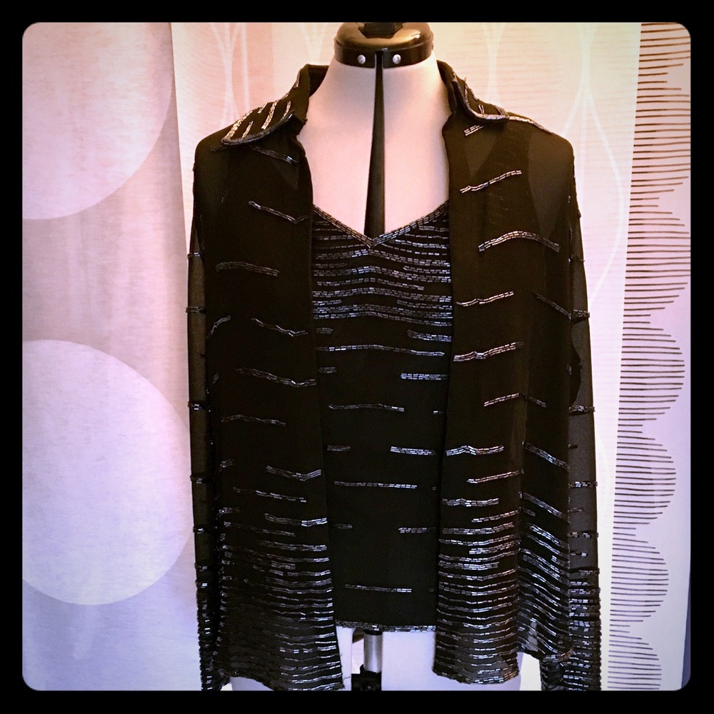 Elegant ‘J Kara’ 2-piece beaded blouse set